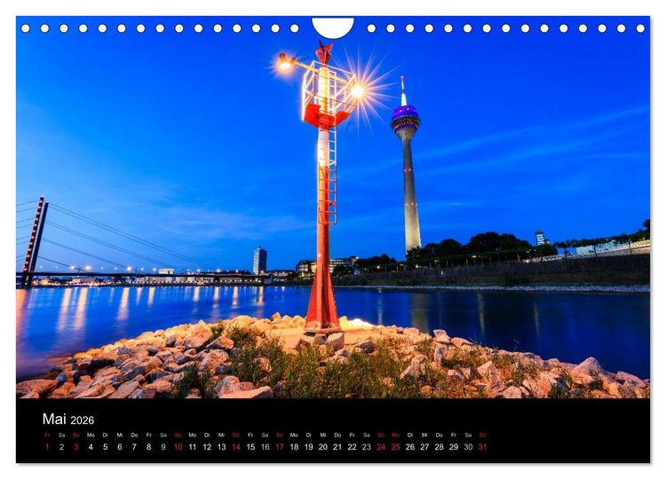 Produktbild: D&uuml;sseldorf bei Nacht (Wandkalender 2026 DIN A4 quer), CALVENDO Monatskalender