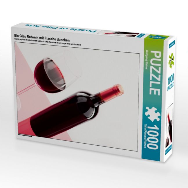 Produktbild: Ein Glas Rotwein mit Flasche daneben (Puzzle)