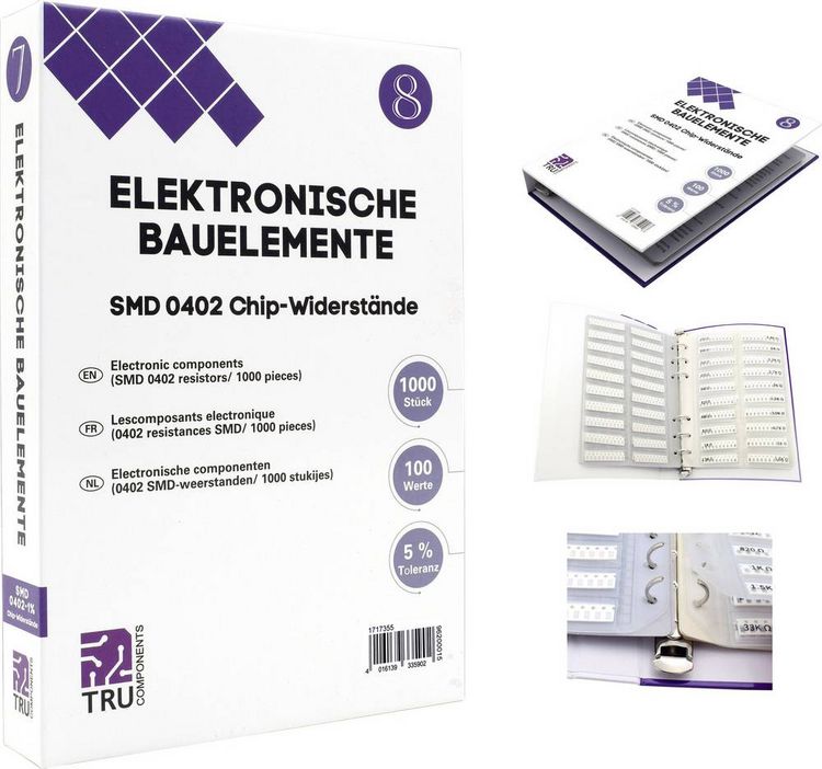 Produktbild: TRU COMPONENTS TC-6869420 TC-6869420 Sortiments-Album SMD 0402 0.625W 5% 1000 Teile