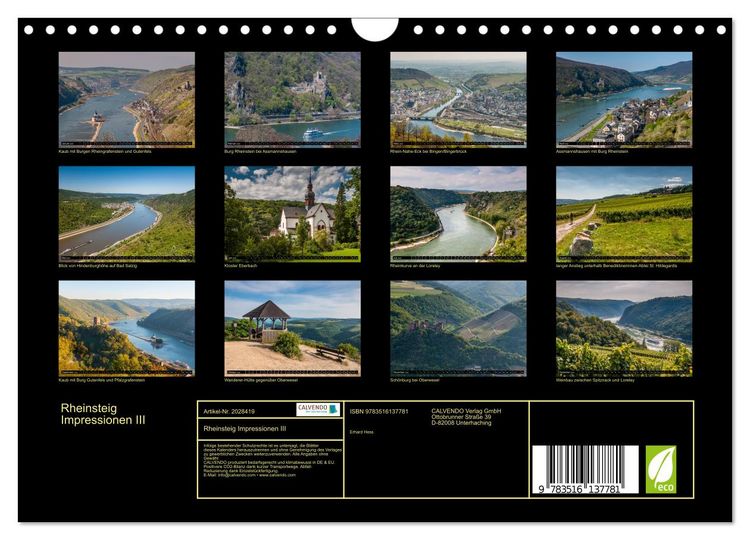 Produktbild: Rheinsteig Impressionen III (Wandkalender 2026 DIN A4 quer), CALVENDO Monatskalender