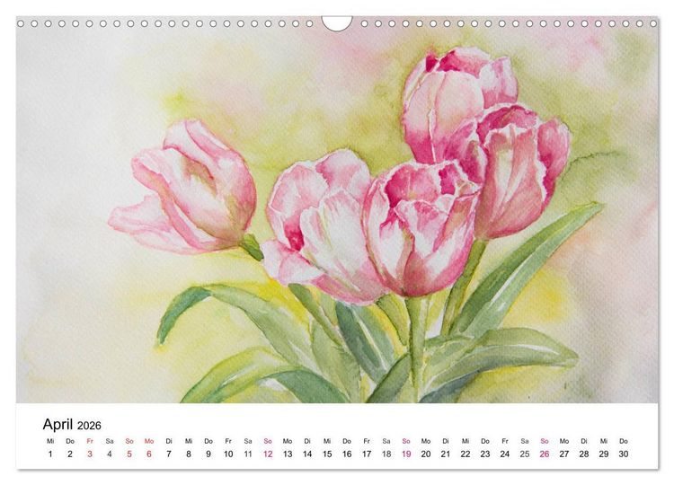 Produktbild: Mit Aquarellen durch das Jahr (Wandkalender 2026 DIN A3 quer), CALVENDO Monatskalender