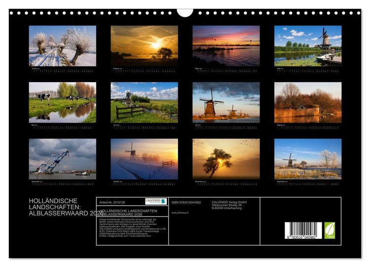 Produktbild: HOLL&Auml;NDISCHE LANDSCHAFTEN: ALBLASSERWAARD 2026 (Wandkalender 2026 DIN A3 quer), CALVENDO Monatskalender