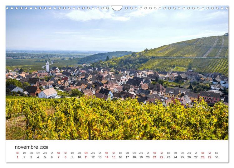 Produktbild: Route des Vins d'Alsace, villages pittoresques et paysages idylliques (Calendrier mural 2026 DIN A3 vertical), CALVENDO calendrier mensuel
