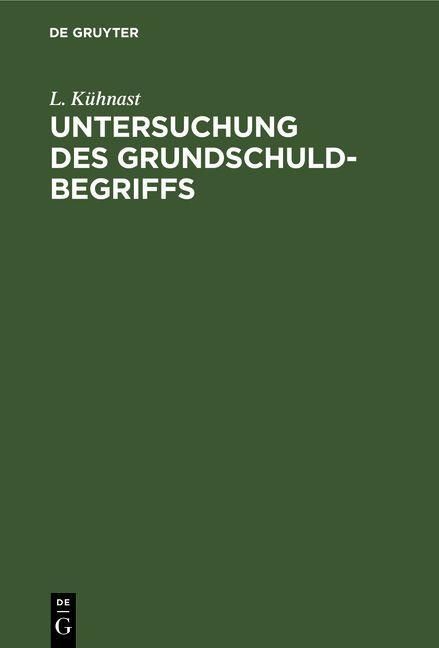 Produktbild: Untersuchung des Grundschuldbegriffs