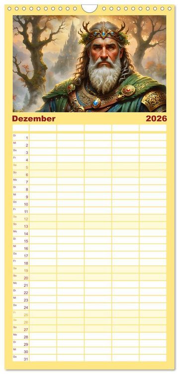 Produktbild: Familienplaner 2026 - Unsterbliche Mythen des Nordens mit 5 Spalten (Wandkalender, 21 x 45 cm) CALVENDO