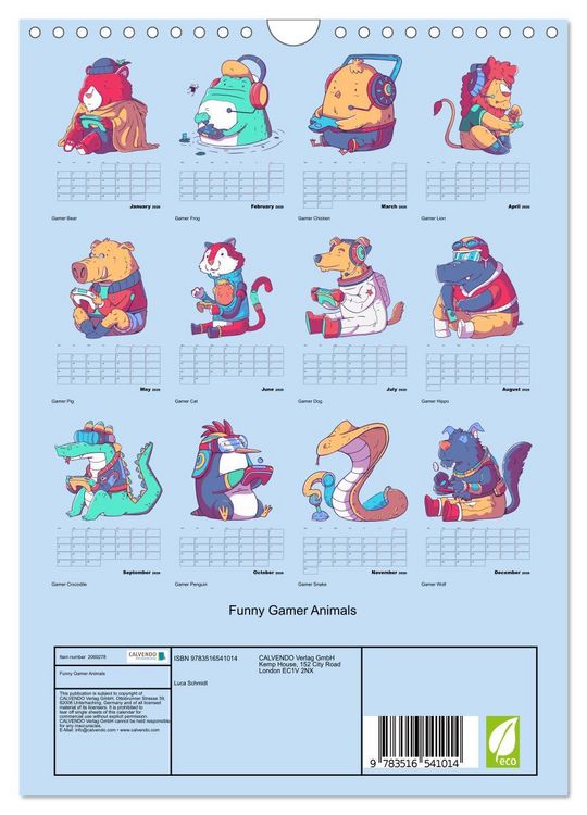 Produktbild: Funny Gamer Animals (Wall Calendar 2026 DIN A4 portrait), CALVENDO 12 Month Wall Calendar