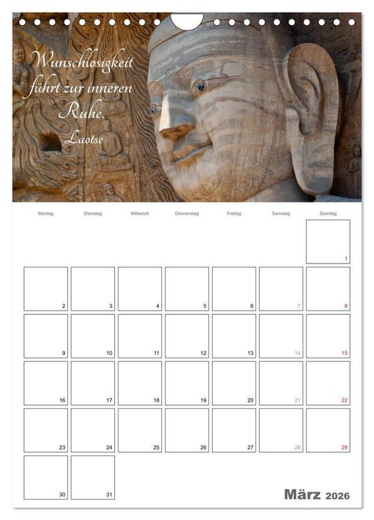 Produktbild: Harmonie und Freude Buddhistische Weisheiten 2026 (Wandkalender 2026 DIN A4 hoch), CALVENDO Monatskalender