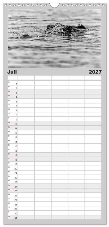 Produktbild: Familienplaner 2027 - Afrika Schwarz - Weiss mit 5 Spalten (Wandkalender, 21 x 45 cm) CALVENDO