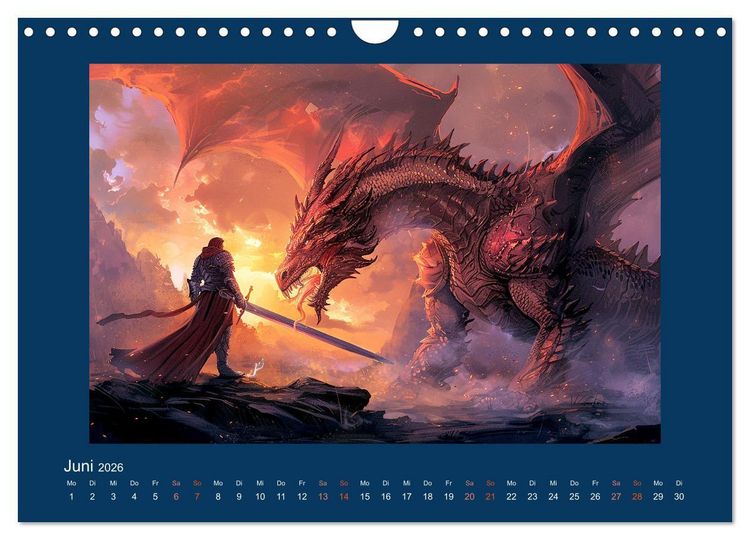 Produktbild: Drachenkrieger (Wandkalender 2026 DIN A4 quer), CALVENDO Monatskalender