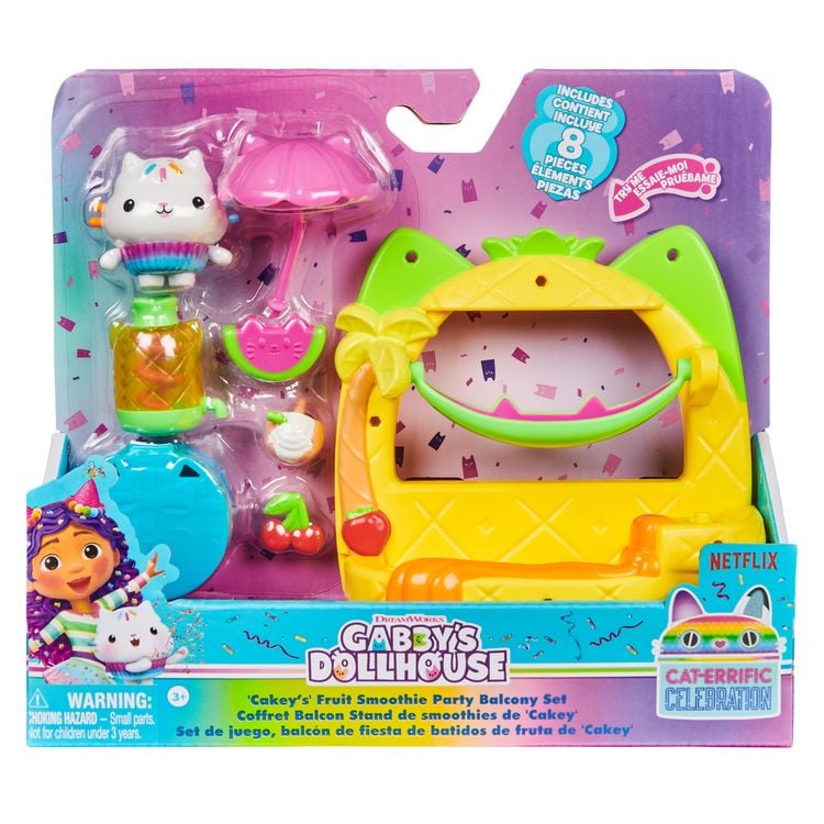 Produktbild: Gabby's Dollhouse, Balkon-Spielset Kuchis Saftbar, 8-teiliges Set mit Katzenfigur und Puppenhaus Zubehörteilen