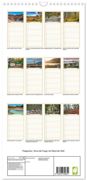 Produktbild: Familienplaner 2026 - Patagonien, Tierra del Fuego: Am Rand der Welt mit 5 Spalten (Wandkalender, 21 x 45 cm) CALVENDO