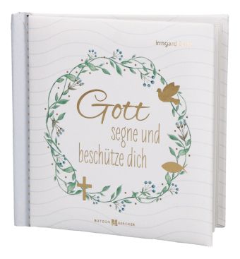 Produktbild: Butzon & Bercker Geschenkset zur Taufe 15 x 22 x 2 cm &ndash; Holzkreuz aus Buchenholz wei&szlig; lackiert mit Taufspruch, gebundenes Buch 11 x 11 cm, Lieferung in Geschenkverpackung