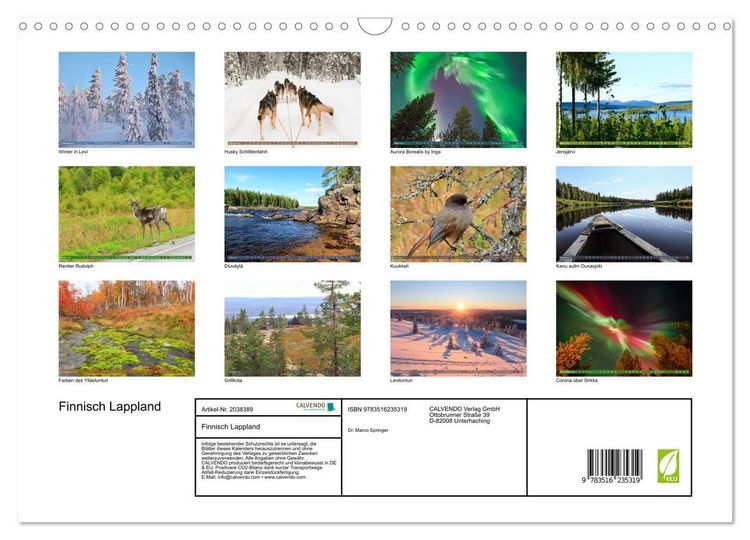 Produktbild: Finnisch Lappland (Wandkalender 2026 DIN A3 quer), CALVENDO Monatskalender