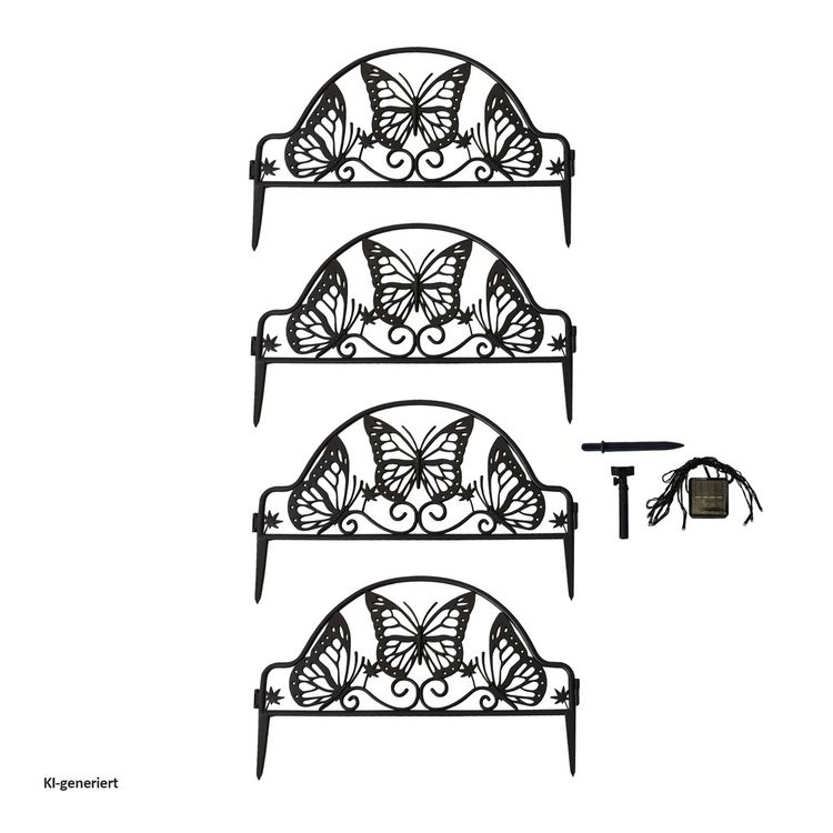 Produktbild: HTI-Living HTI-Living Zierzaun Nessa Solar Schmetterling 4-teilig Braun