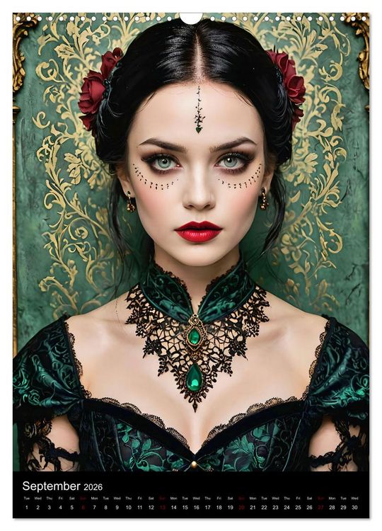Produktbild: AI Gothic world - Mystical beauties of the night (Wall Calendar 2026 DIN A3 portrait), CALVENDO 12 Month Wall Calendar