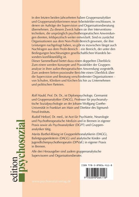 Produktbild: Gruppenanalytische Supervision und Organisationsberatung