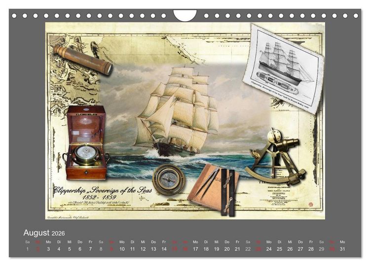 Produktbild: 500 Jahre unter Segeln - von der GOLDEN HIND zur KERSHONES (Wandkalender 2026 DIN A4 quer), CALVENDO Monatskalender