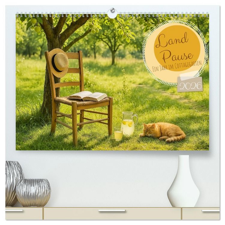 Produktbild: Land Pause - Ein Jahr im Cottagegarten (hochwertiger Premium Wandkalender 2026 DIN A2 quer), Kunstdruck in Hochglanz