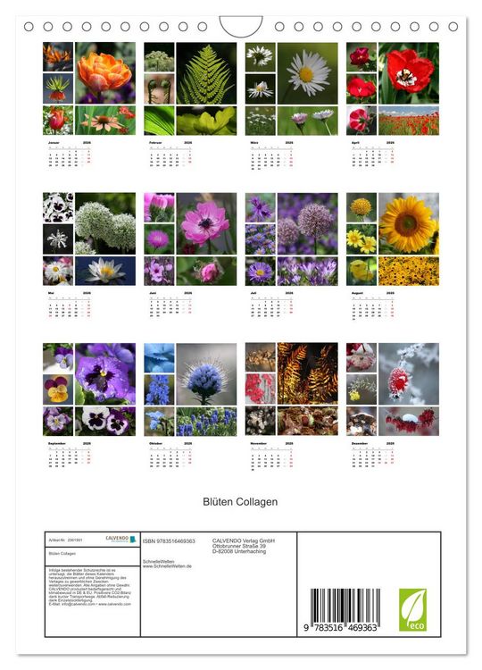 Produktbild: Bl&uuml;ten Collagen (Wandkalender 2026 DIN A4 hoch), CALVENDO Monatskalender
