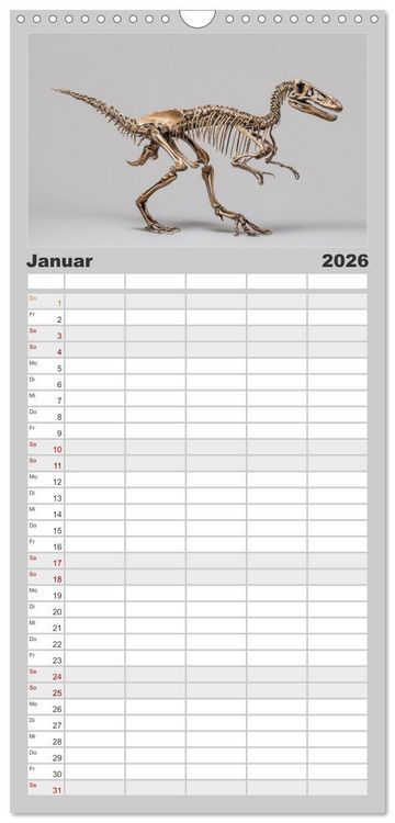 Produktbild: Familienplaner 2026 - Knochen der Giganten - Dinosaurier im Portr&auml;t mit 5 Spalten (Wandkalender, 21 x 45 cm) CALVENDO