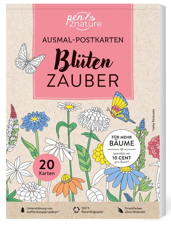 Produktbild: Ausmal-Postkarten Blütenzauber | 20 Karten