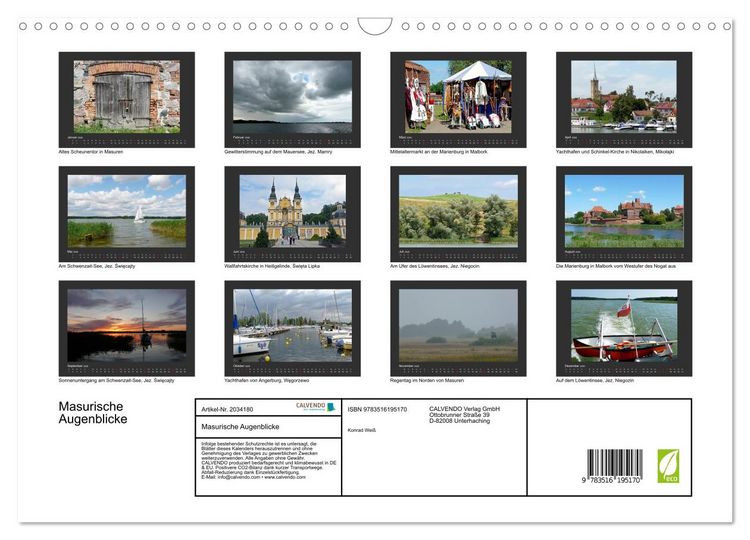 Produktbild: Masurische Augenblicke (Wandkalender 2026 DIN A3 quer), CALVENDO Monatskalender