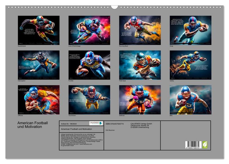 Produktbild: American Football und Motivation (Wandkalender 2026 DIN A2 quer), CALVENDO Monatskalender
