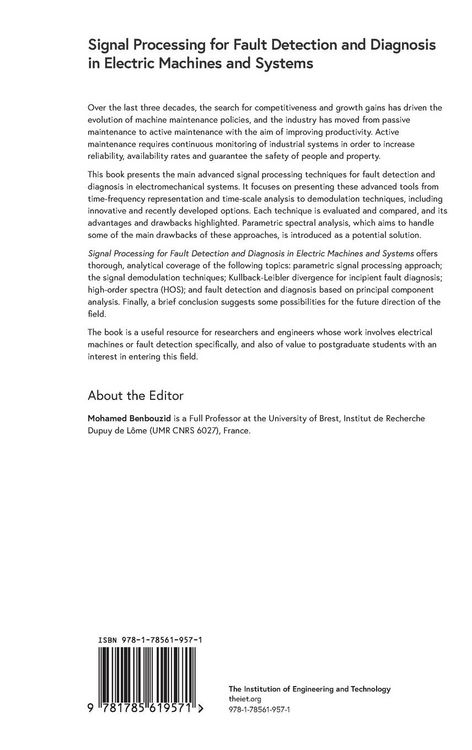 Produktbild: Signal Processing for Fault Detection and Diagnosis in Electric Machines and Systems
