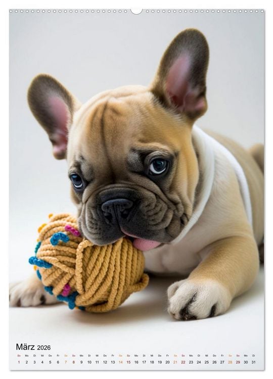Produktbild: Franz&ouml;sische Bulldogge - ein Hund f&uuml;r die Familie (Wandkalender 2026 DIN A2 hoch), CALVENDO Monatskalender