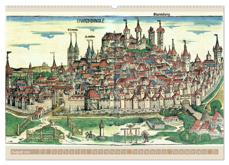 Produktbild: St&auml;dte mit Geschichte: Historische Zeichnungen, Stiche, Drucke (Wandkalender 2026 DIN A2 quer), CALVENDO Monatskalender