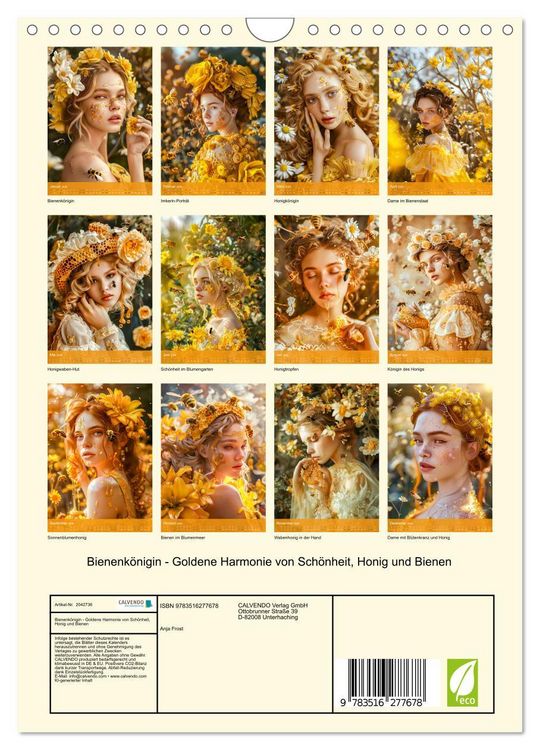 Produktbild: Bienenk&ouml;nigin - Goldene Harmonie von Sch&ouml;nheit, Honig und Bienen (Wandkalender 2026 DIN A4 hoch), CALVENDO Monatskalender