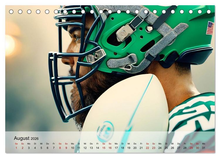 Produktbild: American Football - im Team zum Sieg (Tischkalender 2026 DIN A5 quer), CALVENDO Monatskalender