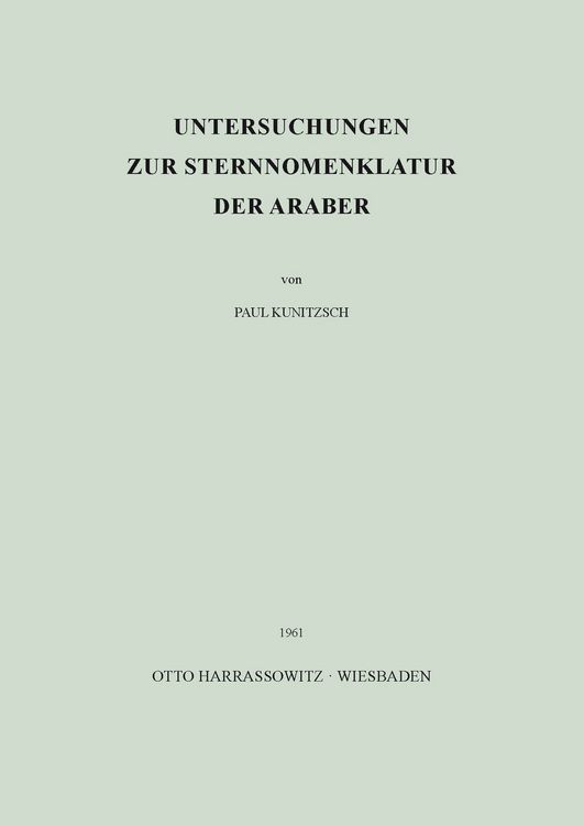 Produktbild: Untersuchungen zur Sternnomenklatur der Araber