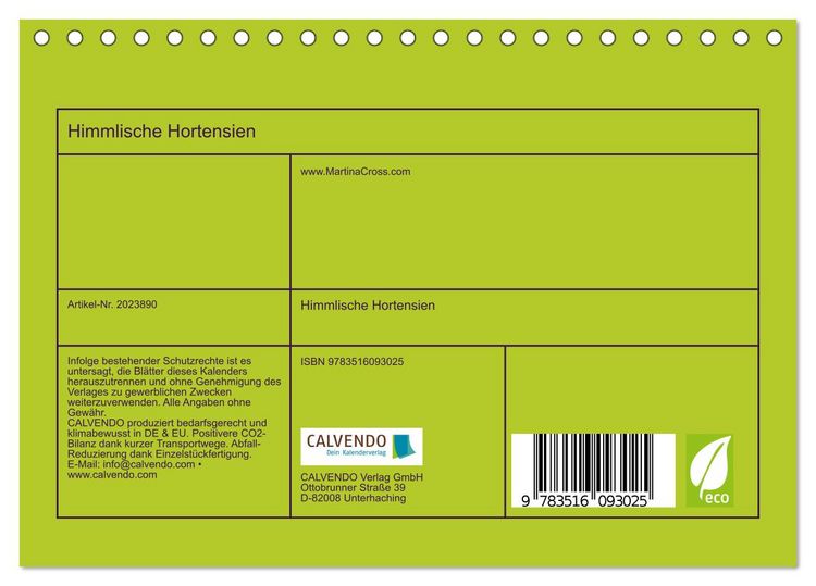Produktbild: Himmlische Hortensien (Tischkalender 2026 DIN A5 quer), CALVENDO Monatskalender