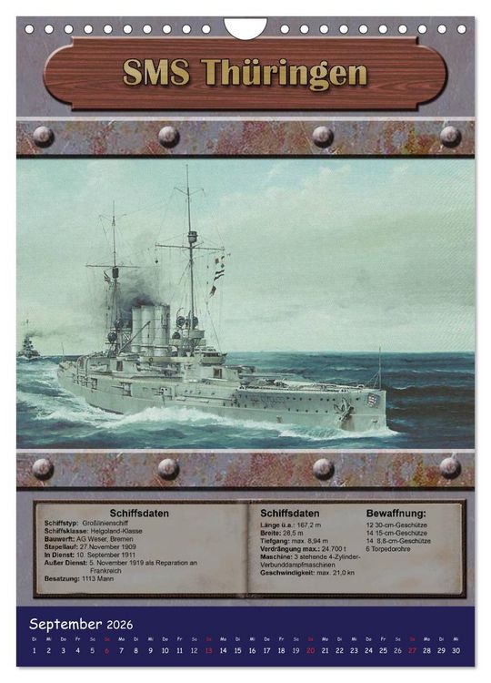 Produktbild: Die kaiserliche Marine 1871 - 1918 (Wandkalender 2026 DIN A4 hoch), CALVENDO Monatskalender