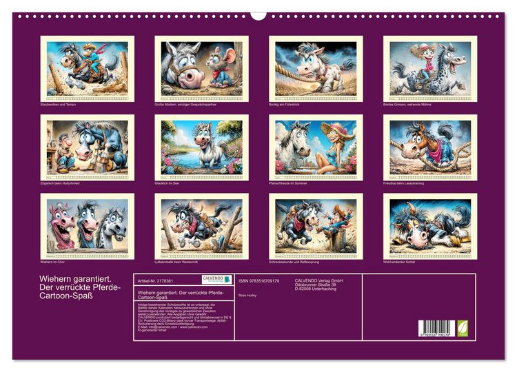 Produktbild: Wiehern garantiert. Der verr&uuml;ckte Pferde-Cartoon-Spa&szlig; (Wandkalender 2026 DIN A2 quer), CALVENDO Monatskalender