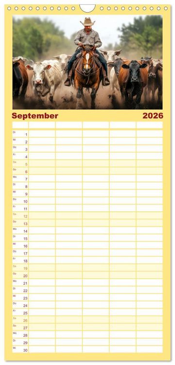 Produktbild: Familienplaner 2026 - Westernwelt mit 5 Spalten (Wandkalender, 21 x 45 cm) CALVENDO