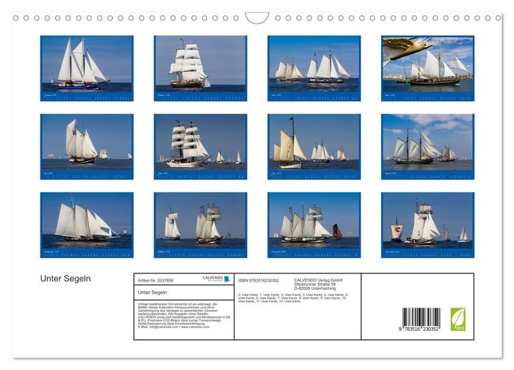 Produktbild: Unter Segeln (Wandkalender 2026 DIN A3 quer), CALVENDO Monatskalender