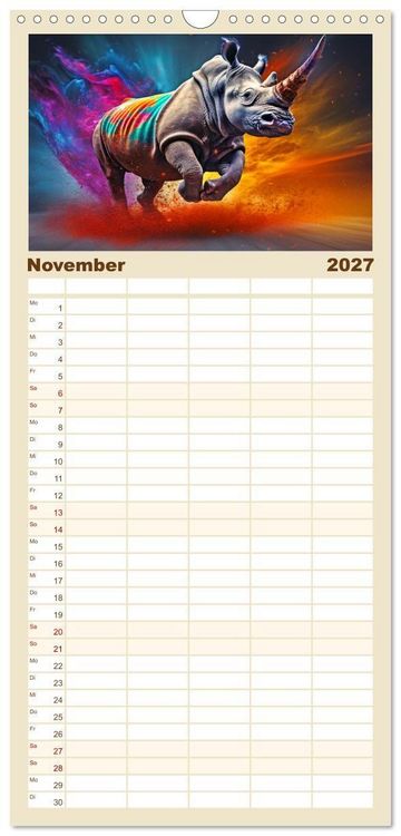 Produktbild: Familienplaner 2027 - Farbsplash in der Tierwelt mit 5 Spalten (Wandkalender, 21 x 45 cm) CALVENDO