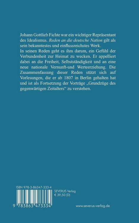 Produktbild: Johann Gottlieb Fichte: Fichtes Reden an die deutsche Nation