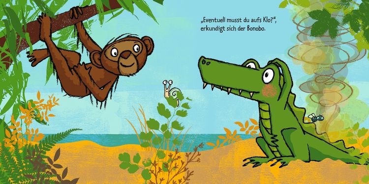 Das Krokodil pupst viel zu viel
