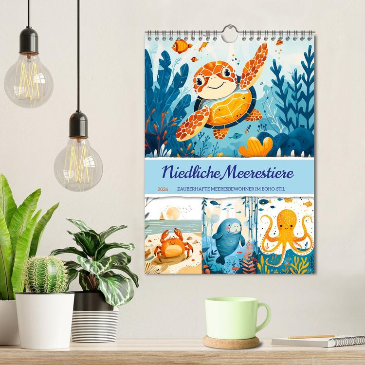Produktbild: Niedliche Meerestiere - Zauberhafte Meeresbewohner im Boho-Stil (Wandkalender 2026 DIN A4 hoch), CALVENDO Monatskalender