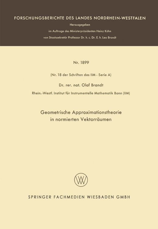 Produktbild: Geometrische Approximationstheorie in normierten Vektorr&auml;umen