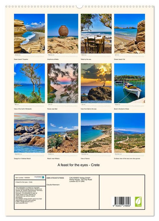 Produktbild: A feast for the eyes - Crete (High Quality Premium Wall Calendar 2026 DIN A2 portrait),CALVENDO 12 Month Wall Calendar