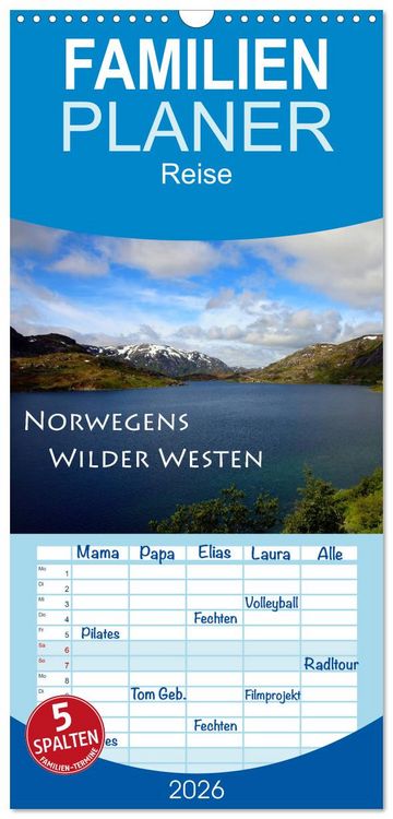 Produktbild: Familienplaner 2026 - Norwegens Wilder Westen mit 5 Spalten (Wandkalender, 21 x 45 cm) CALVENDO