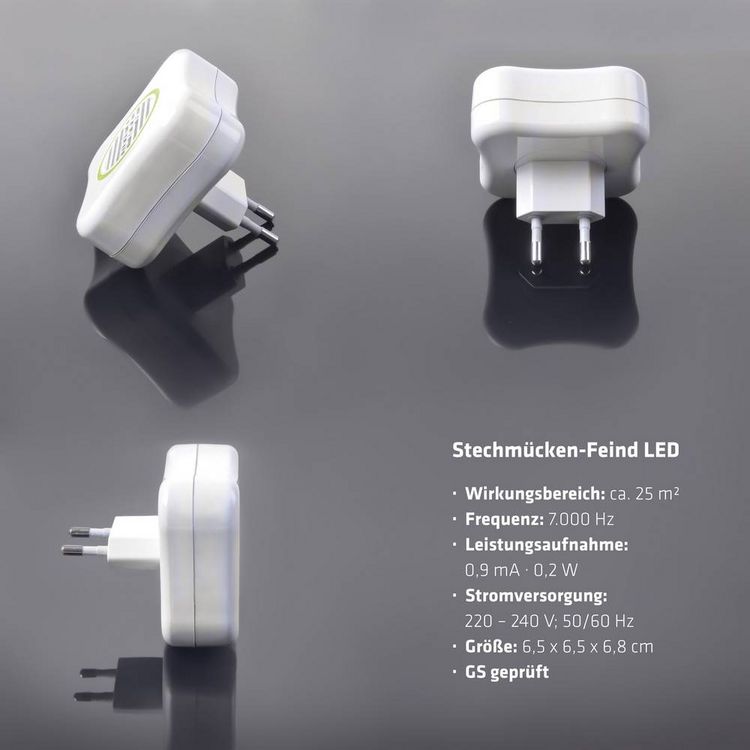 Produktbild: Gardigo Ultraschall M&uuml;ckenvertreiber LED 66993 Insektenvertreiber Ultraschall (B x H x T) 65 x 65 x 68 mm Wei&szlig; 1 St.