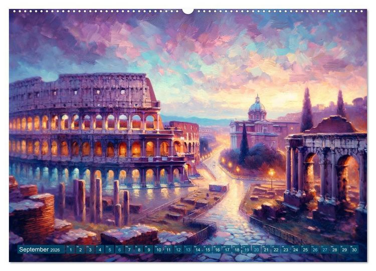 Produktbild: Impressionistische Skylines - Weltst&auml;dte von KI visualisiert (Wandkalender 2026 DIN A2 quer), CALVENDO Monatskalender