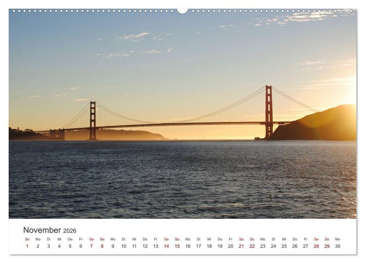 Produktbild: Golden Gate Bridge - Das ber&uuml;hmte Wahrzeichen von San Francisco. (hochwertiger Premium Wandkalender 2026 DIN A2 quer), Kunstdruck in Hochglanz