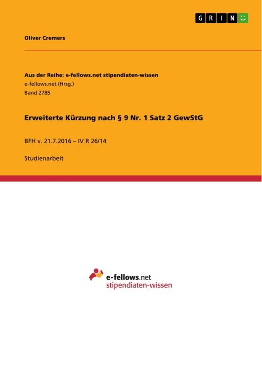 Produktbild: Erweiterte K&uuml;rzung nach &sect; 9 Nr. 1 Satz 2 GewStG