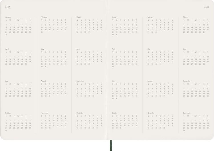 Produktbild: Moleskine 15 Monate Essential Wochenkalender 2026/2027, 1 Wo = 2 Seiten, vertikal, XXL, weicher Einband, Myrtengr&uuml;n